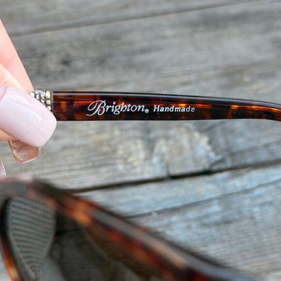 Brighton Sabrina Tortoise Shell Sunglasses Silver Heart Case 52-17 Vintage Brown - Picture 7 of 16